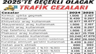 2025 yılı trafik cezaları listesi: